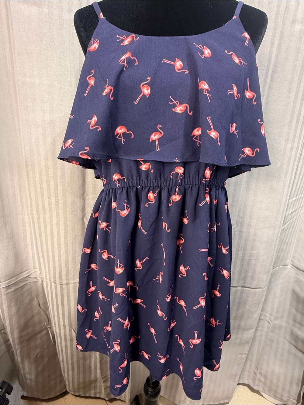 Elle Navy Sundress with Pink Flamingo Print - Girls